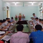 Đ/c Nguyễn Tất Thành – Chủ tịch UBND huyện làm việc với lãnh đạo xã Tân Sơn về công tác xây dựng nông thôn mới.